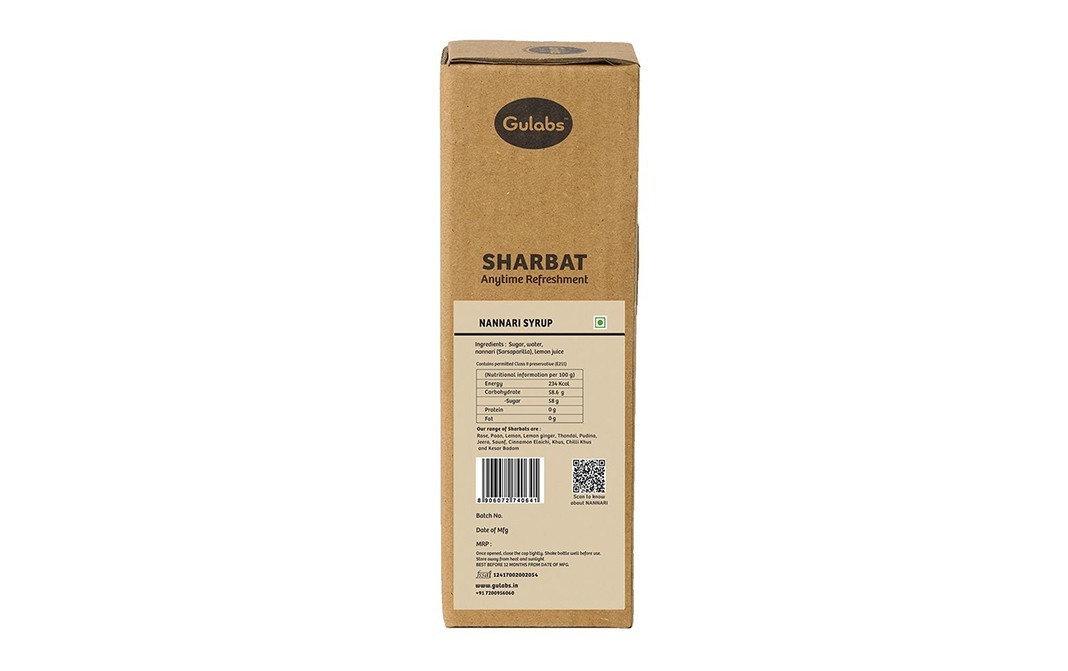 Gulabs Nannari Syrup    Bottle  500 millilitre